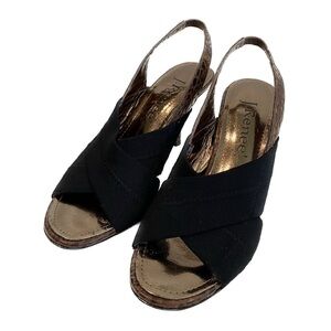 J. Renee Massey Black Open Toe Sling Back Heels Size 7